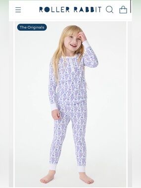 Roller Rabbit Kids Light Purple Monkey Pajama Set with White Trim